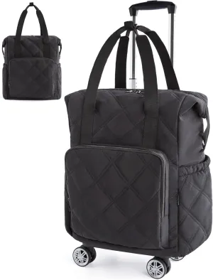 BAGSMART Rolling Duffle Bag with Wheels, 35L Carry on Travel Bag with Detachable Wheels, PVC Wet Pocket Duffle Bag with Handle