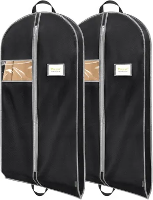 BALEINE 2PK Heavy Duty Garment Bag with Shoe Storage Travel Bag for Dresses, Suit, Coats Travel Essential (43", Black)
