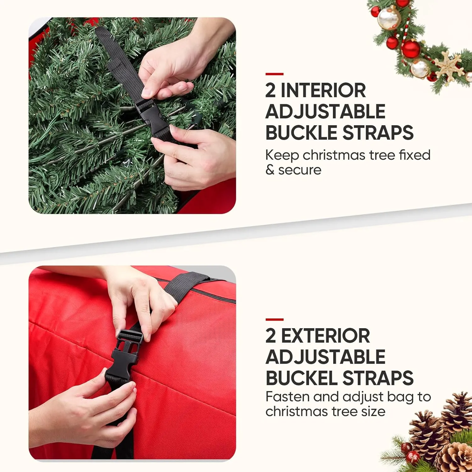 BALEINE 7.5 ft Rolling Christmas Tree Storage Bag, 2 Swivel Wheels for Easy Moving, Heavy Duty 600D Oxford Fabric Extra Large Artificial Christmas Tree Bag with Reinforced Carry Handles (Black)