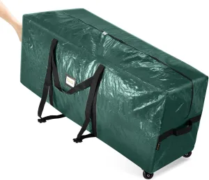 BALEINE 7.5 ft Rolling Christmas Tree Storage Bag, 2 Swivel Wheels for Easy Moving, Heavy Duty Extra Large Artificial Christmas Tree Bag with Reinforced Carry Handles and Fixed Buckle (Green)