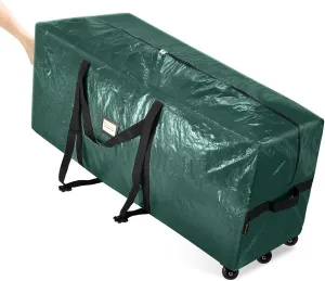 BALEINE 9 ft Rolling Christmas Tree Storage Bag, 3 Swivel Wheels for Easy Moving, Heavy Duty Extra Large Artificial Christmas Tree Bag with Reinforced Carry Handles and Fixed Buckle (Green)