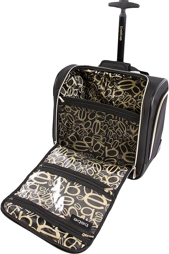 BEBE Women's Leena-Wheeled Under The Seat Carry On Bag, Black, One Size