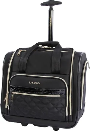 BEBE Women's Leena-Wheeled Under The Seat Carry On Bag, Black, One Size