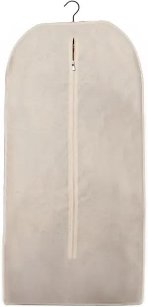 Beige Cotton Garment Bags 24 x 62 Inches with Side Zipper - Dust Proof Closet Organizer, Easy Storage Travel Bag, Garment Protector for Dress, Suit, and closet storage