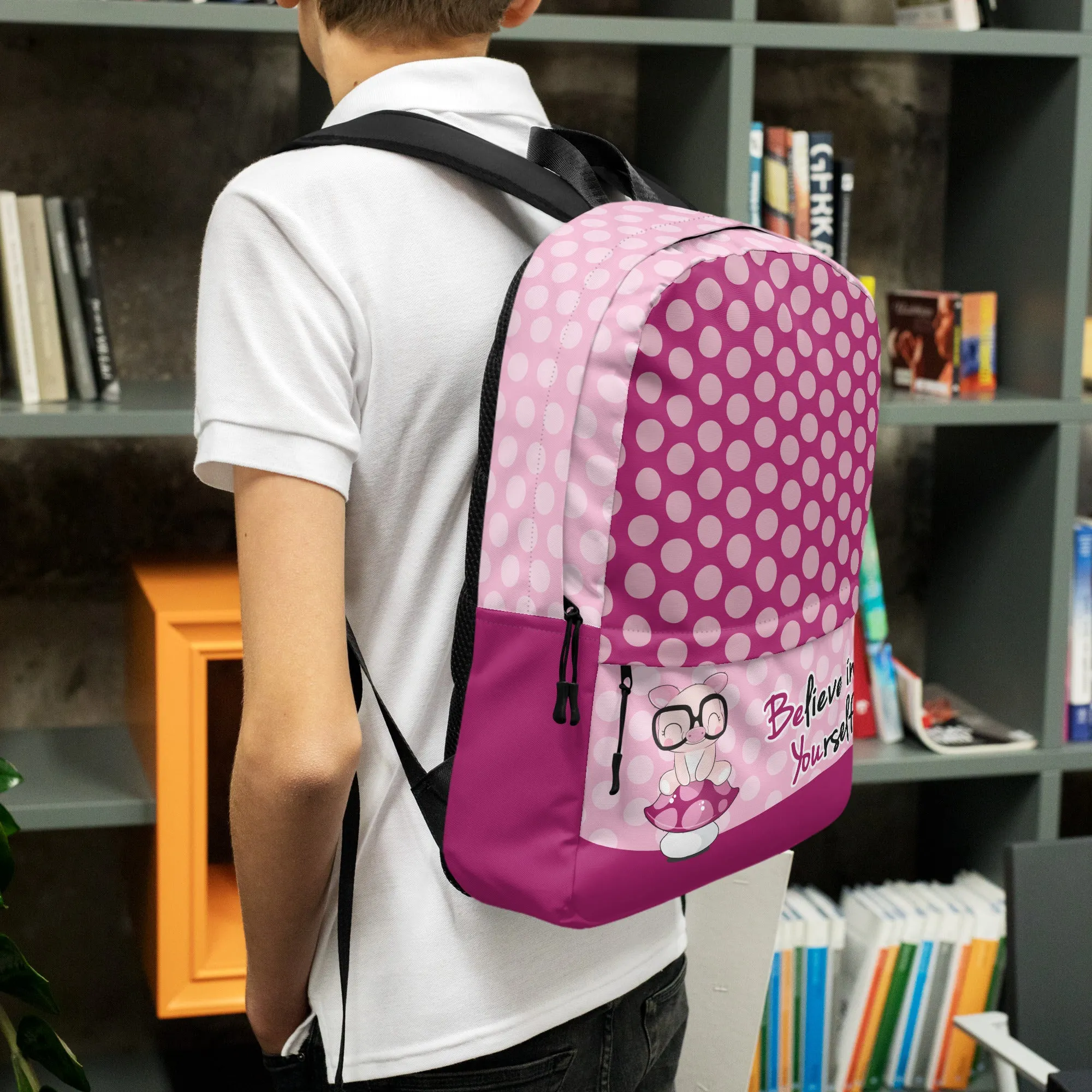Believe in Yourself Polka Dot Backpack
