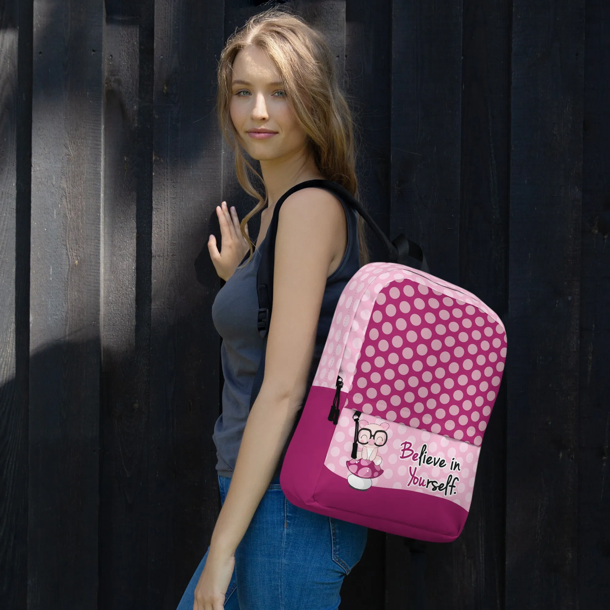 Believe in Yourself Polka Dot Backpack