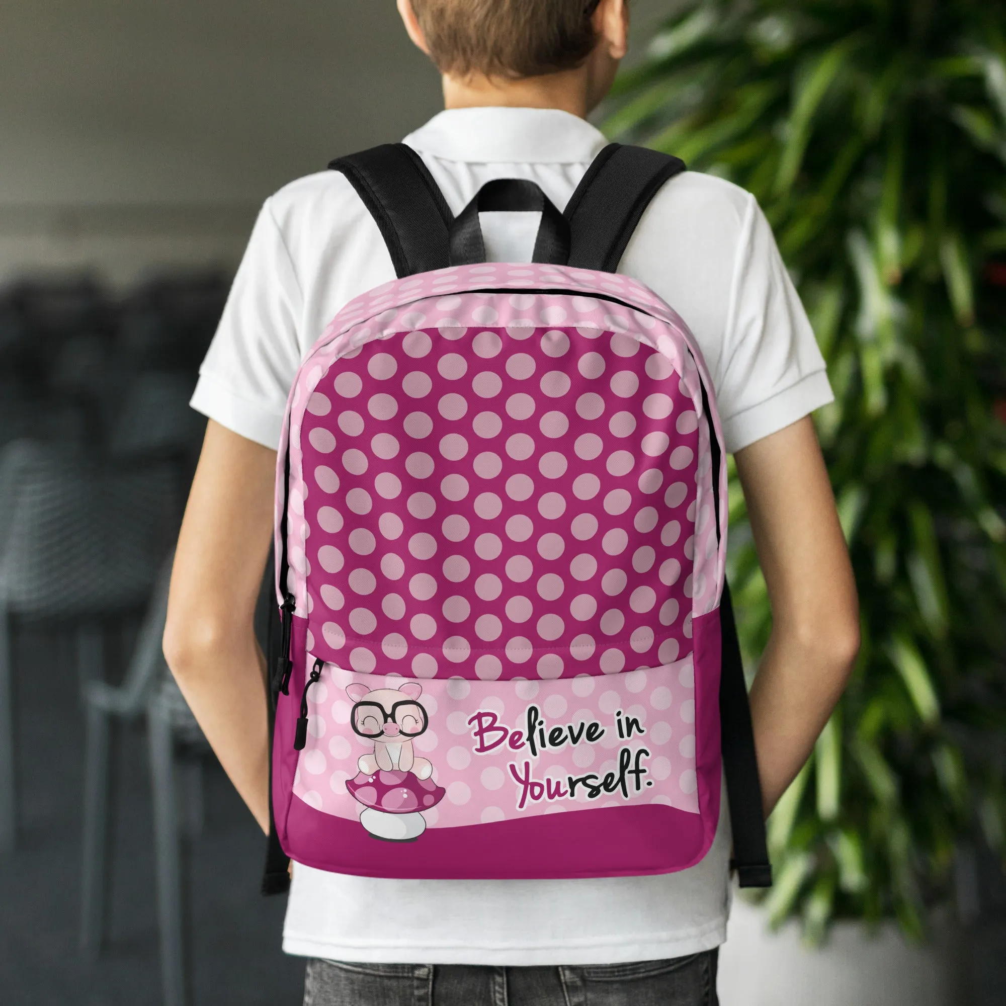 Believe in Yourself Polka Dot Backpack