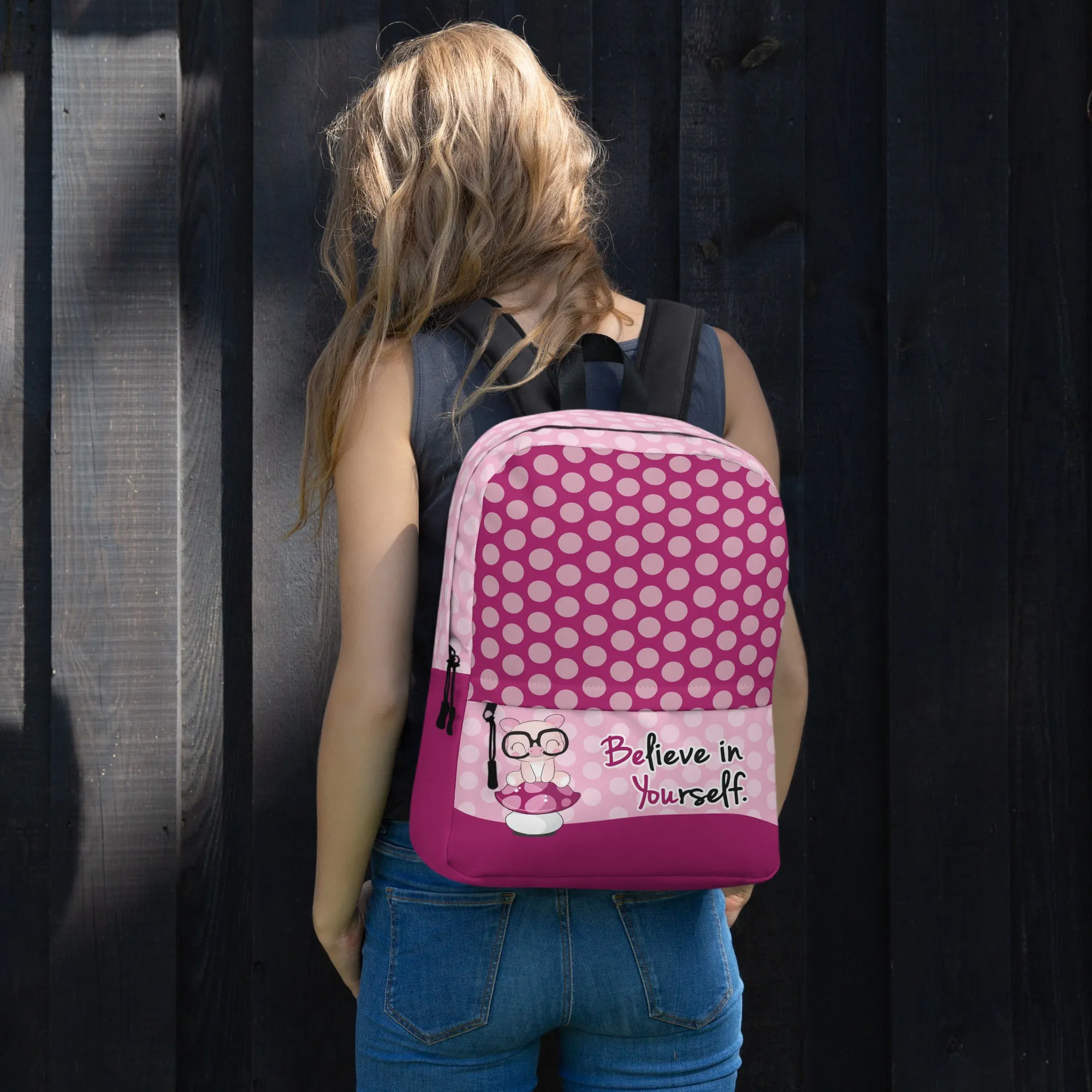 Believe in Yourself Polka Dot Backpack