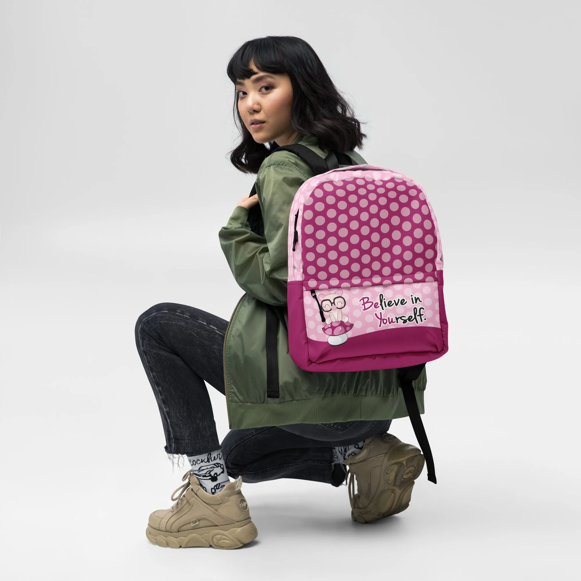 Believe in Yourself Polka Dot Backpack