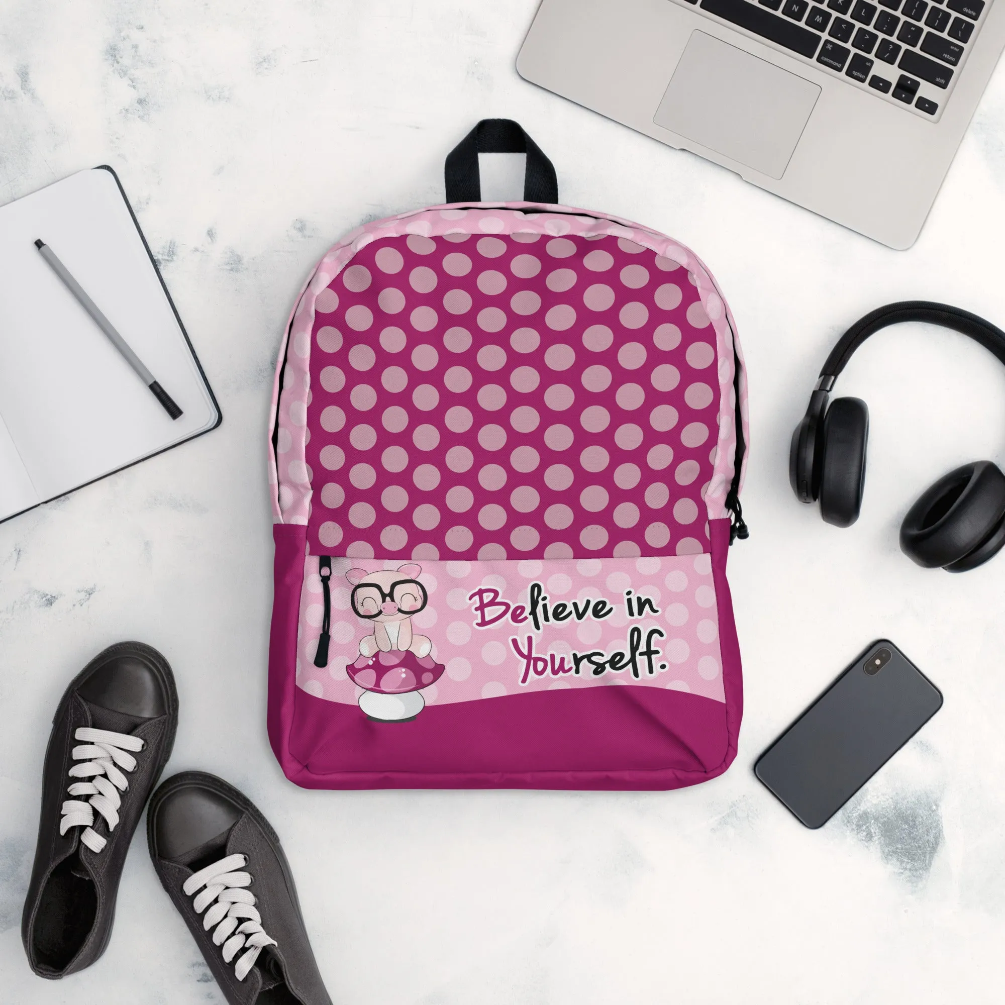 Believe in Yourself Polka Dot Backpack