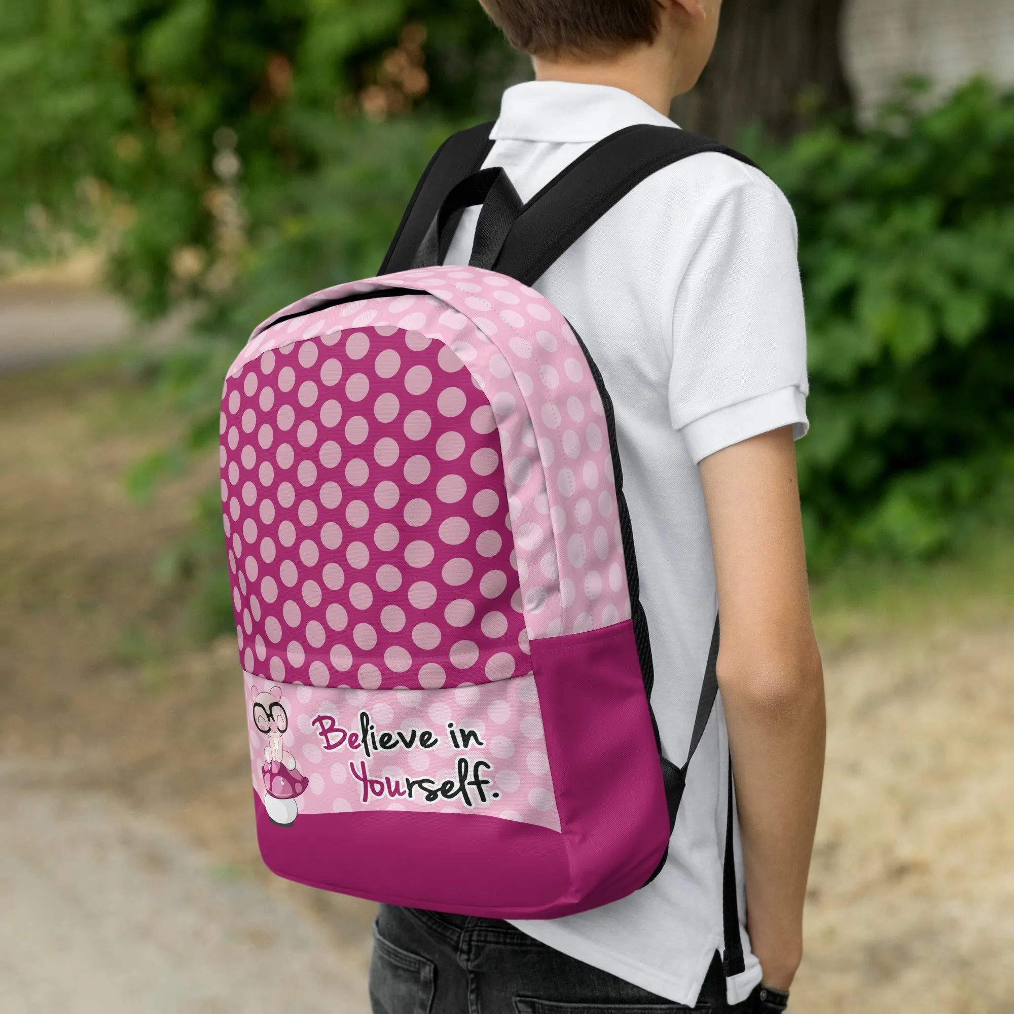 Believe in Yourself Polka Dot Backpack