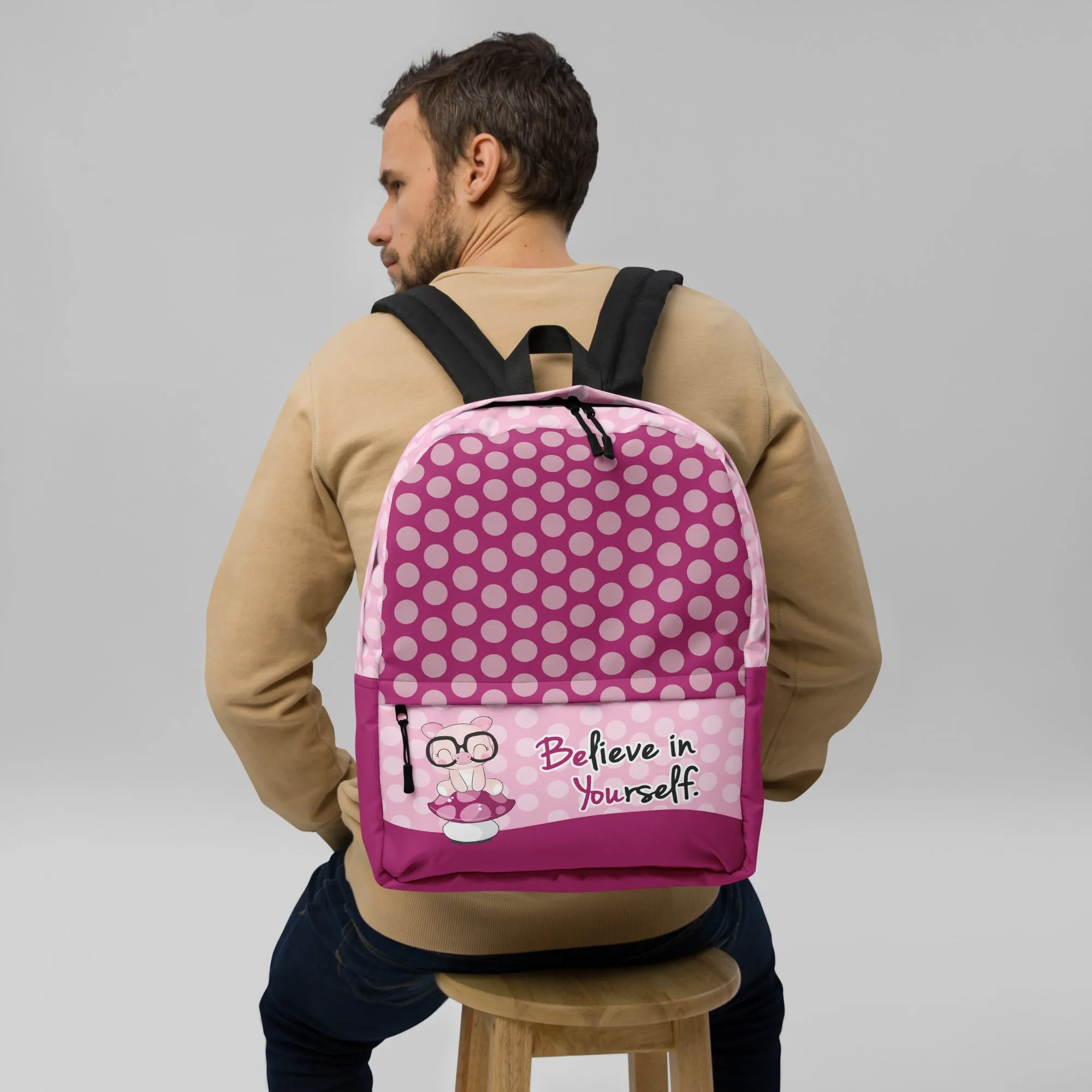 Believe in Yourself Polka Dot Backpack