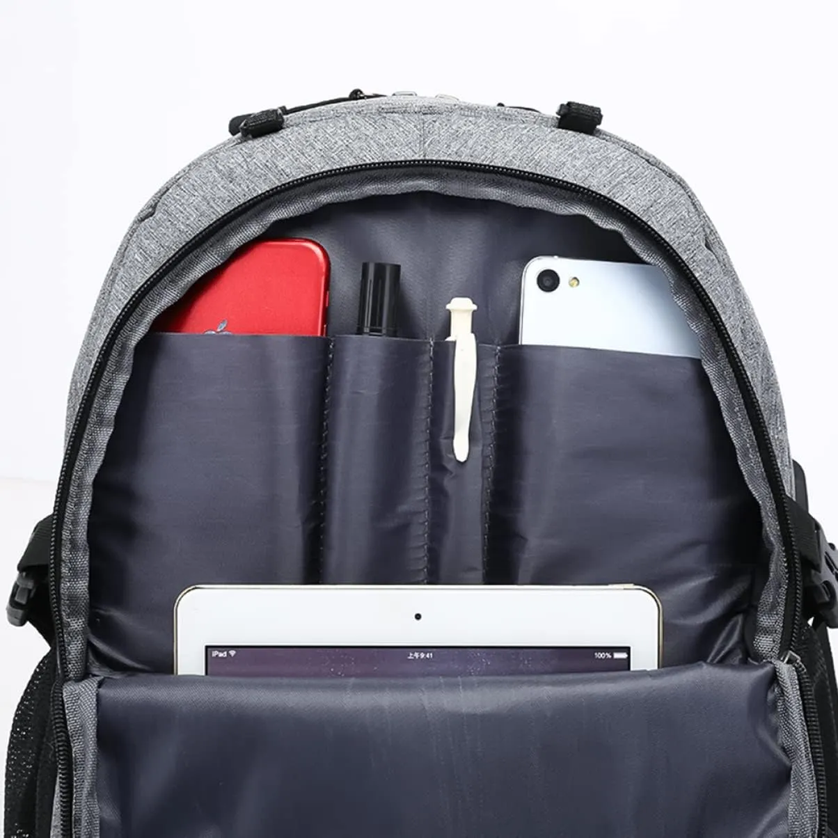 BESTYASH Football Backpack Buckle Oxford Fabric Power Bank Men's Sports Bag Sturdy (grey)