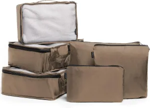 Brookstone Packing Cubes - 6 Piece Compression Packing Cubes for Travel - Tear Resistant Travel Essentials Bag Organizer Set, Khaki