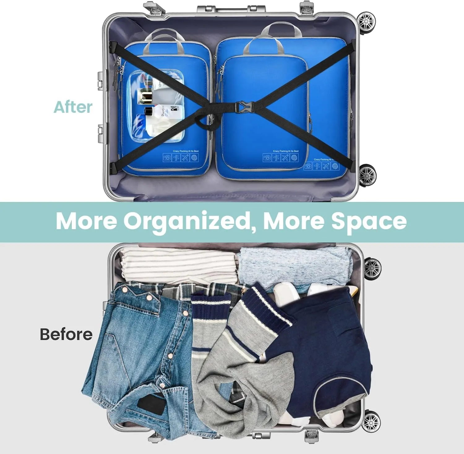 Cambond Compression Packing Cubes for Travel Women - Lightweight Luggage Organizers Bag Packing Cubes for Carry on Suitcases