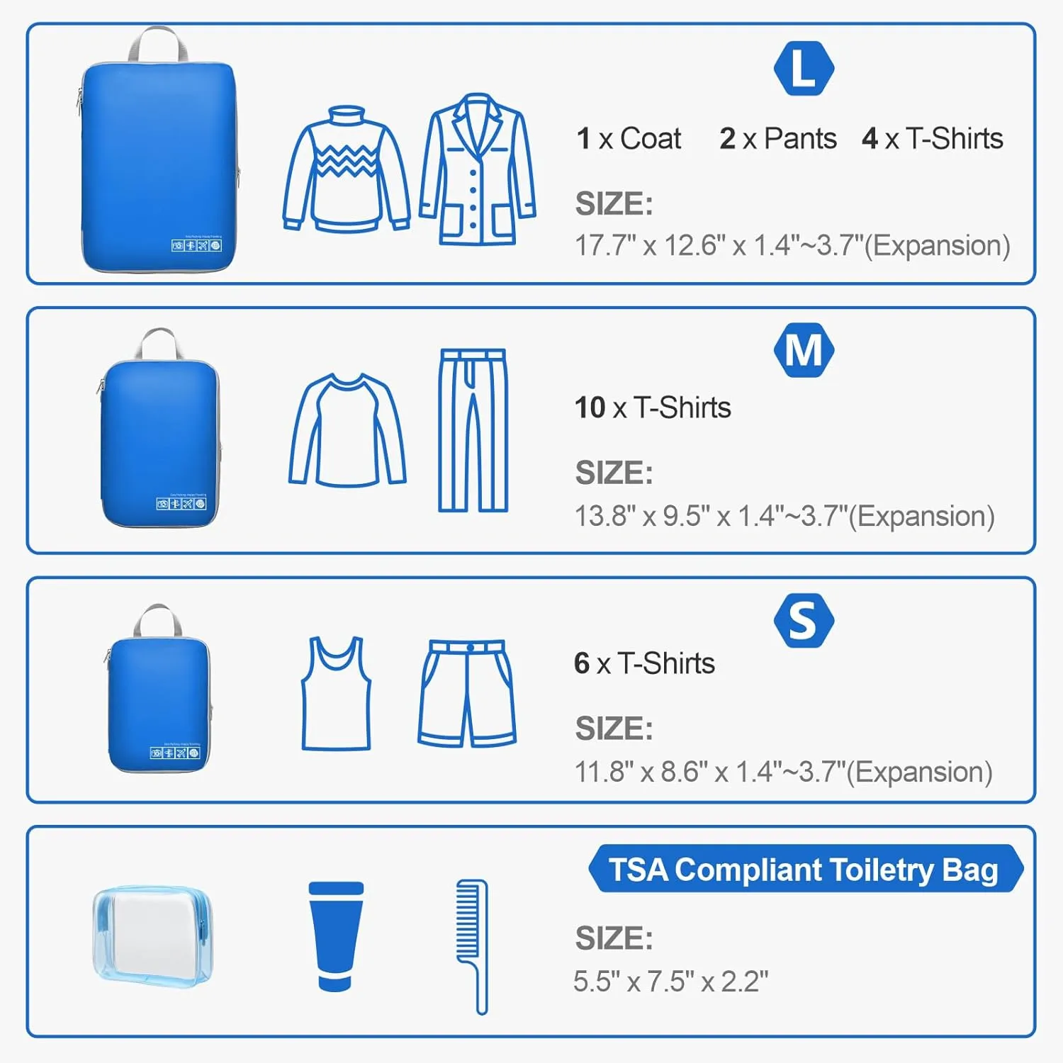 Cambond Compression Packing Cubes for Travel Women - Lightweight Luggage Organizers Bag Packing Cubes for Carry on Suitcases