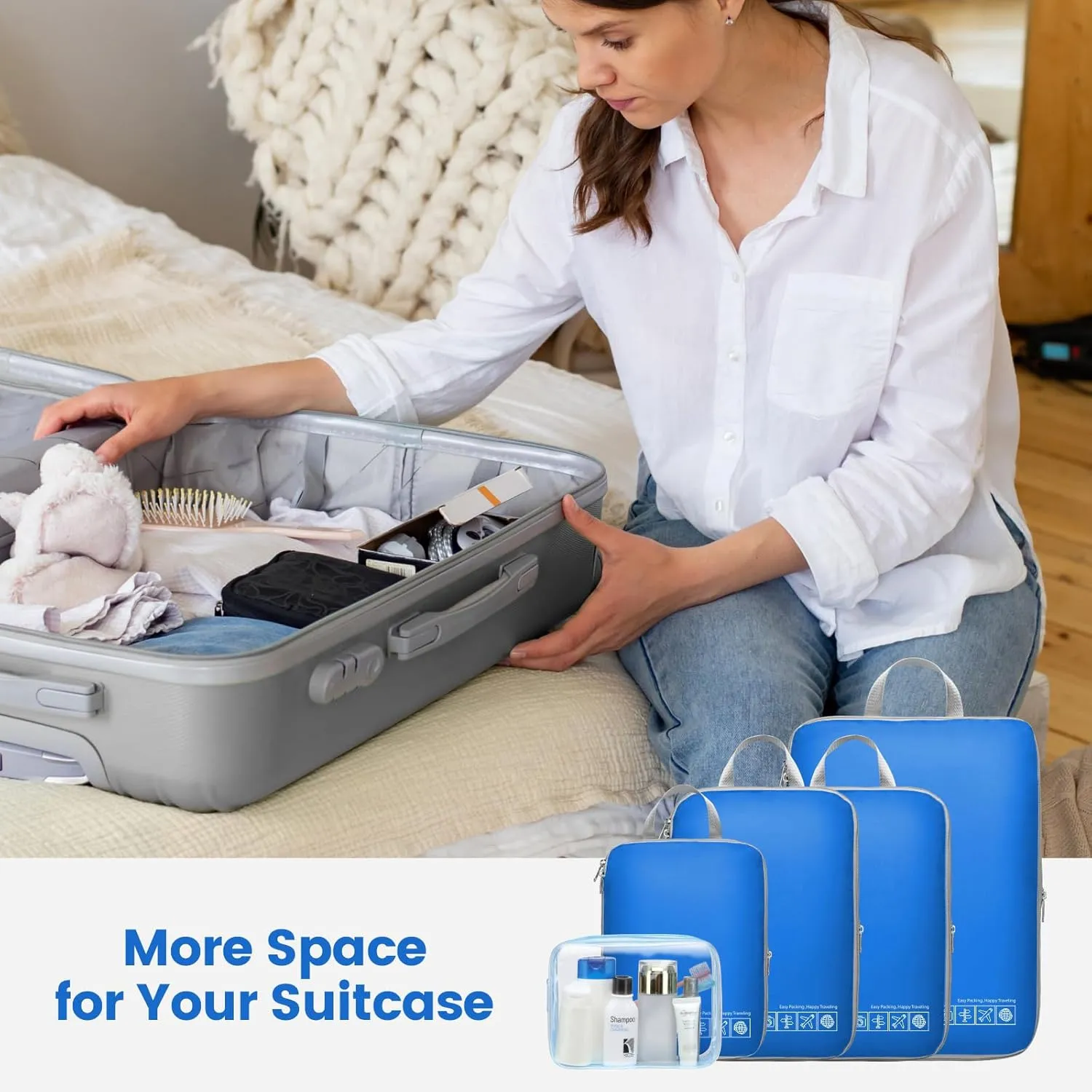Cambond Compression Packing Cubes for Travel Women - Lightweight Luggage Organizers Bag Packing Cubes for Carry on Suitcases
