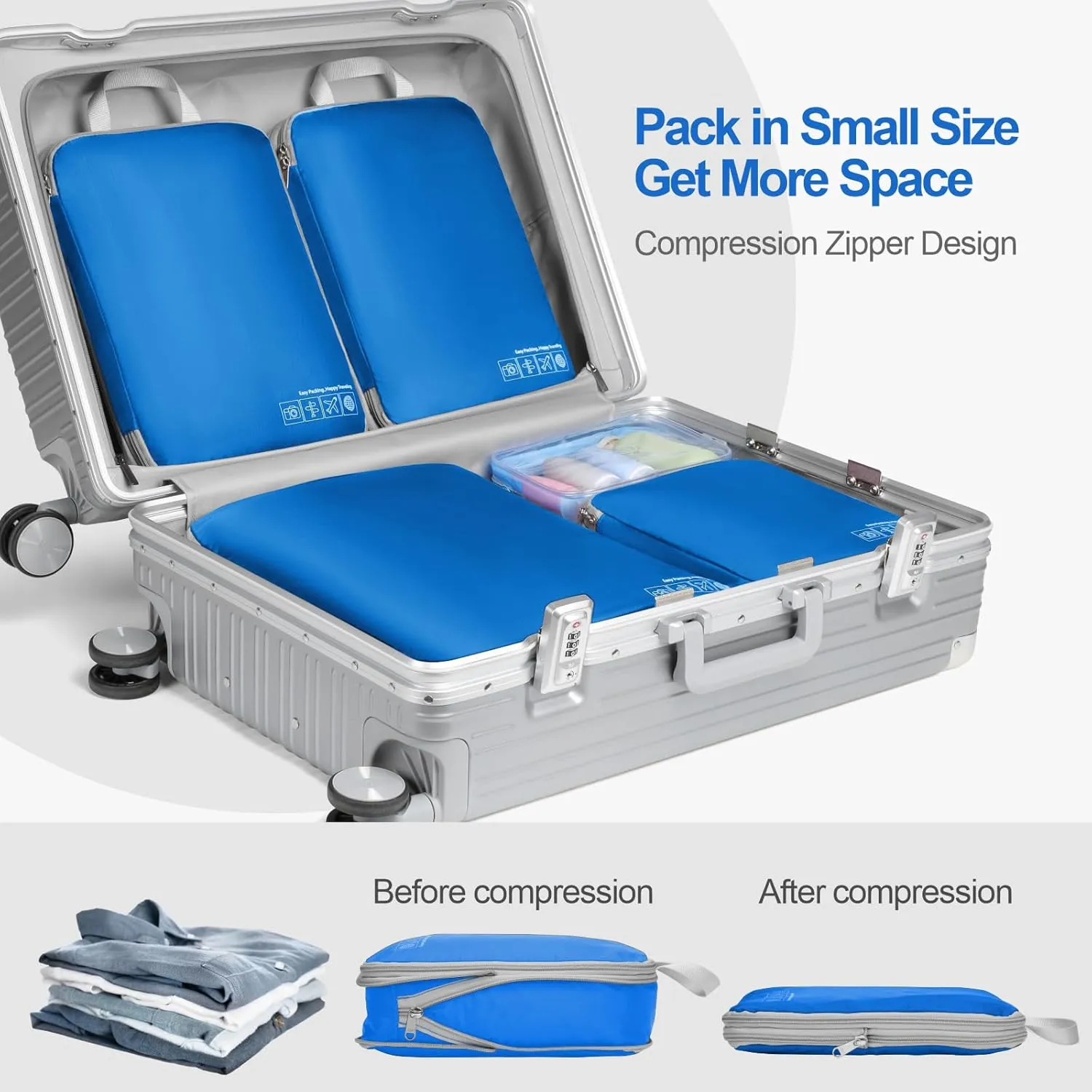 Cambond Compression Packing Cubes for Travel Women - Lightweight Luggage Organizers Bag Packing Cubes for Carry on Suitcases