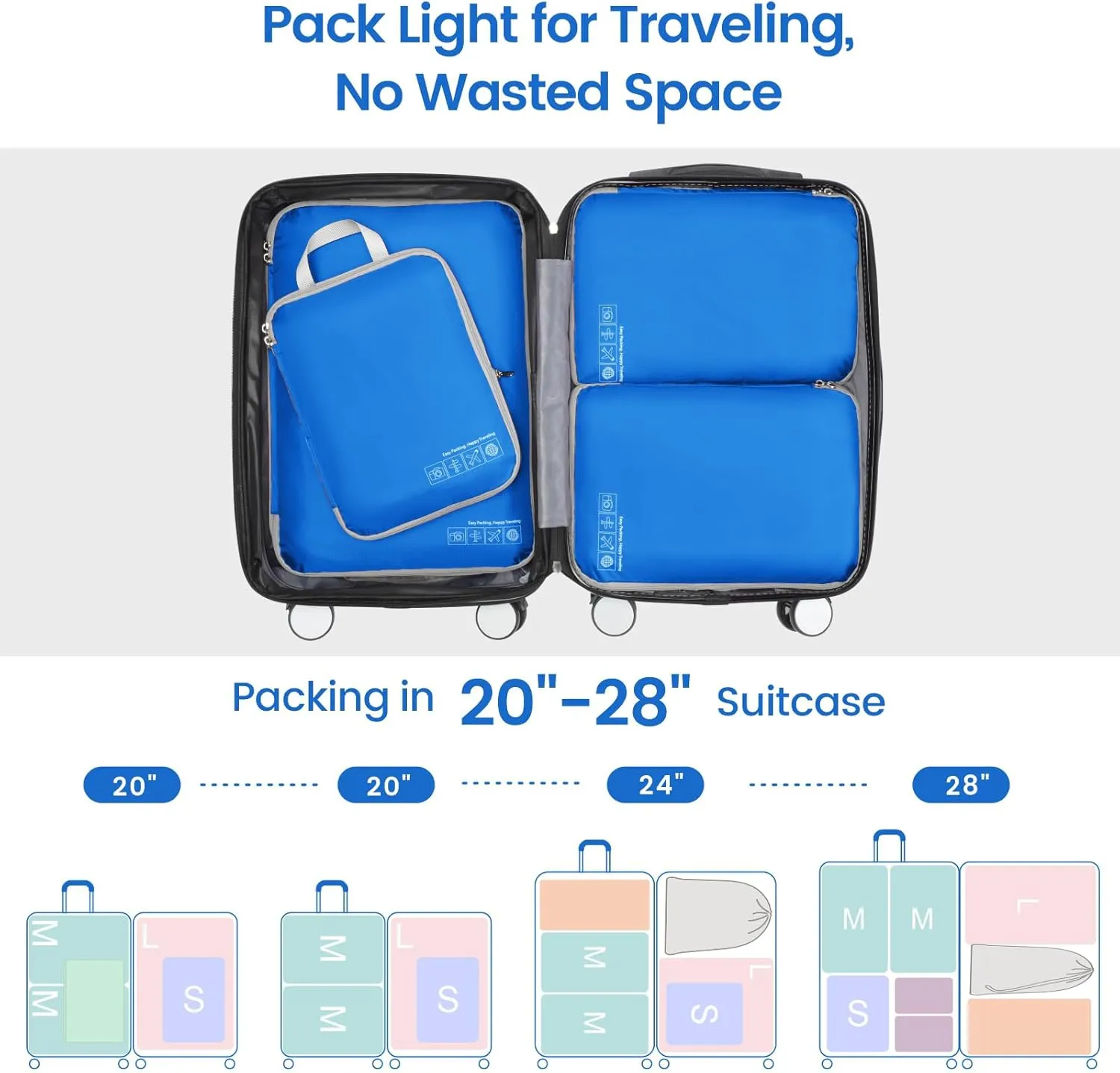 Cambond Compression Packing Cubes for Travel Women - Lightweight Luggage Organizers Bag Packing Cubes for Carry on Suitcases