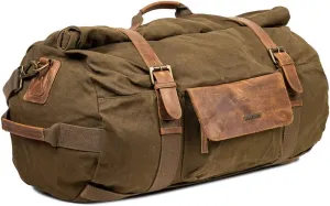 Canvas Duffel Bag for Unisex, Waterproof Travel Bag with Zippered Pockets, Weekender Overnight Bag for Travel, Sports & Gym- Olive