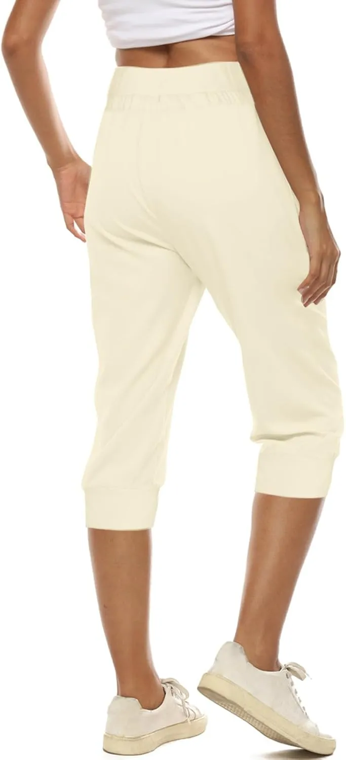 Capri Pants for Women High Waisted Drawstring Joggers Stretch Lightweight Casual Hiking Pant Capri with Pockets