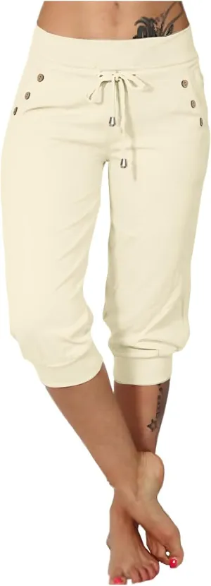 Capri Pants for Women High Waisted Drawstring Joggers Stretch Lightweight Casual Hiking Pant Capri with Pockets