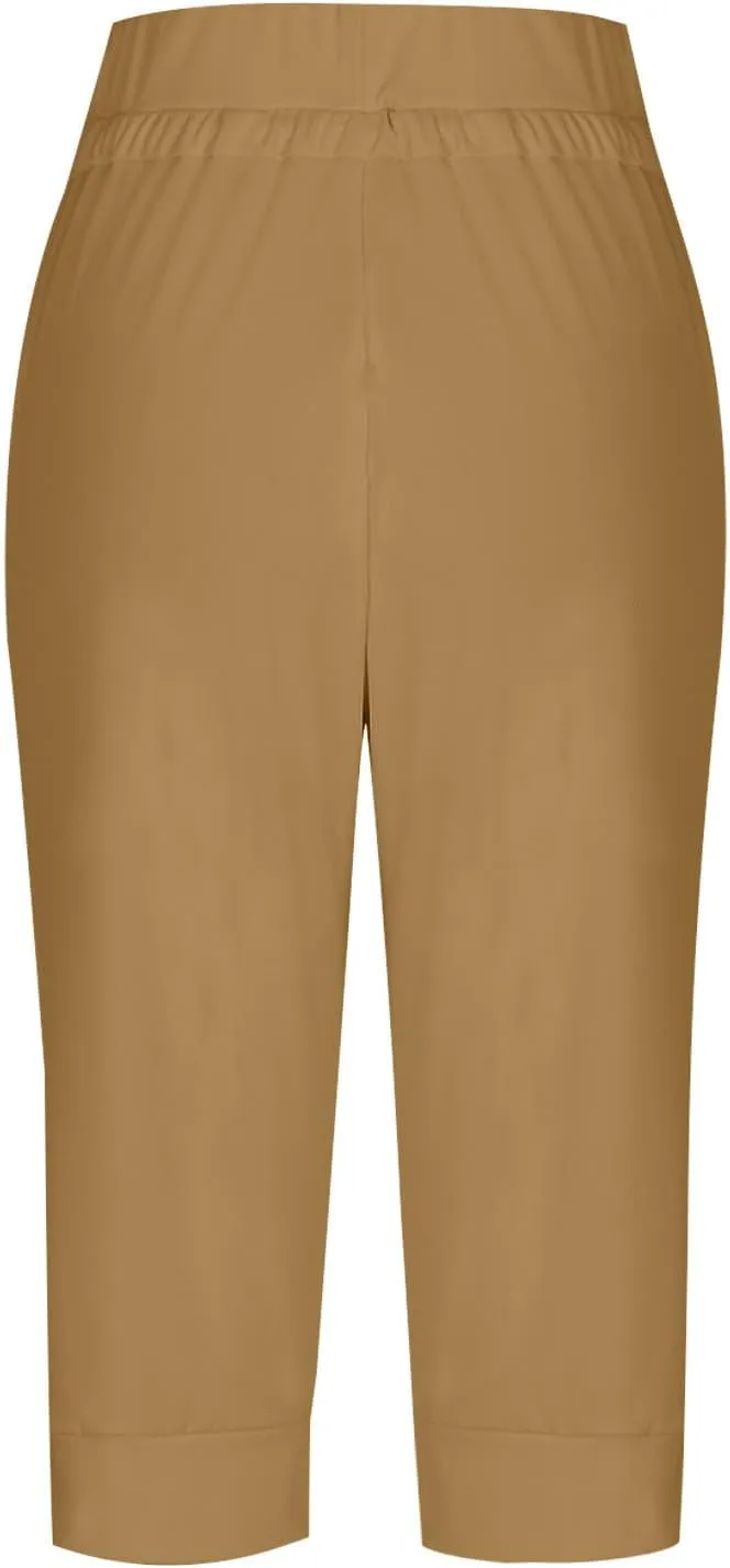 Capri Pants for Women High Waisted Drawstring Joggers Stretch Lightweight Casual Hiking Pant Capri with Pockets
