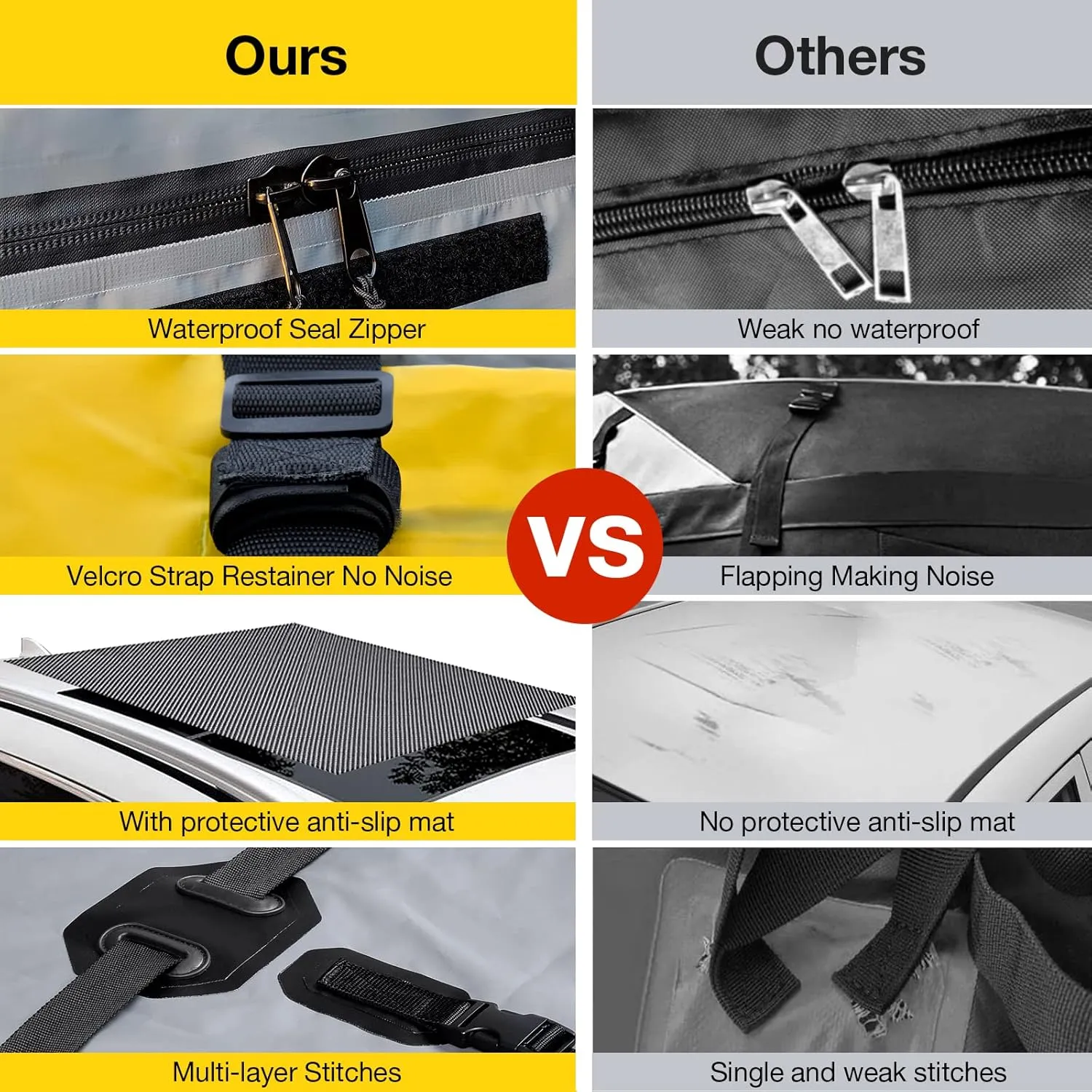 Car Roof Bag Rooftop Cargo Carrier, 21 Cubic Feet Waterproof Roof Luggage Cargo Carrier Bag with Anti-Slip Mat for All Cars Vehicles SUV with/Without Rack (with 2PCS 4M Ratchet Straps)…