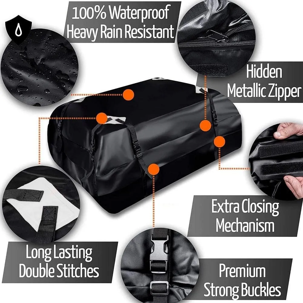 Car Rooftop Cargo 420D Waterproof Oxford Cloth Car Roof Luggage Bag Large Capacity Storage Bag for Travel for