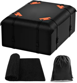 Car Rooftop Cargo Carrier Bag, 15 Cubic Feet Waterproof Car Roof Top Bag for All Cars Rooftop Storage with/Without Rack, Soft-Shell Car Roof Luggage Bag Includes Anti-Slip Mat, Storage Bag (Roof Bag)