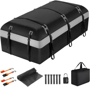 Car Rooftop Cargo Carrier Bag, 30 Cubic Feet Car Roof Cargo Carrier Bag Waterproof for All Vehicle with/Without Rack, Include Anti-Slip Mat, 2 Reinforced Straps, 6 Door Hooks, Luggage Lock