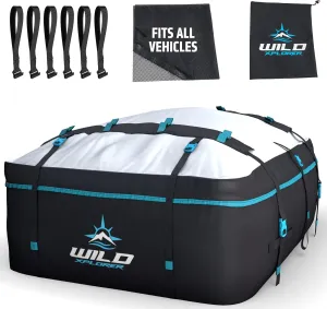Car Rooftop Cargo Carrier Bag XL: 6 Suitcase Universal Car Top Carrier Without Roof Rack - Car Topper Luggage Carrier Waterproof - Car Roof Bag - Luggage Rack SUV -6 Hooks,Mat,Storage Roof Cargo Bag