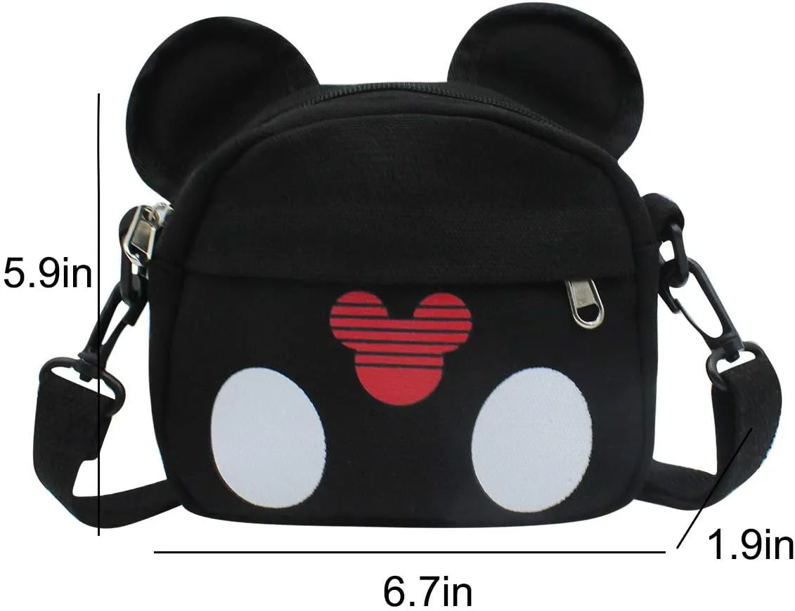 Cartoon Mouse Crossbody Bag Purses for Kids Boys Girls Shoulder Bag Cute Polka Dots Small Handbag