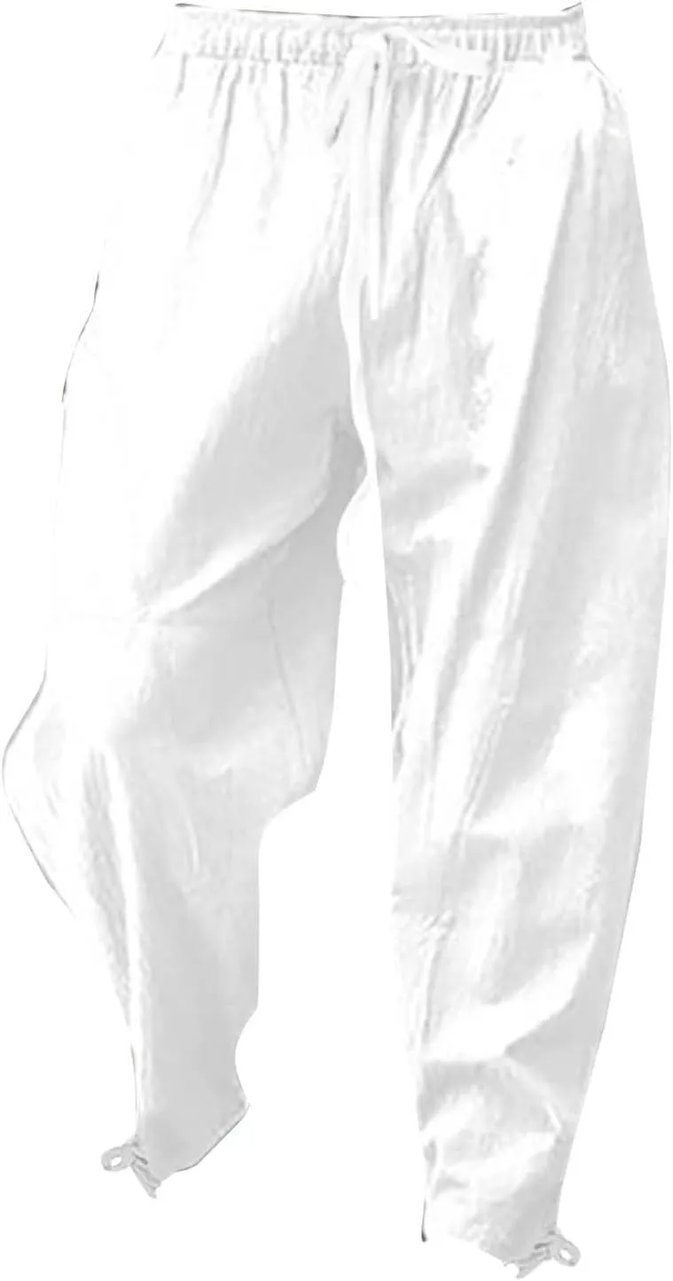 Casual Cotton Linen Pants for Men 2025 Summer Beach Elastic Drawstring Waist Yoga Pants Travel Baggy Work Trousers