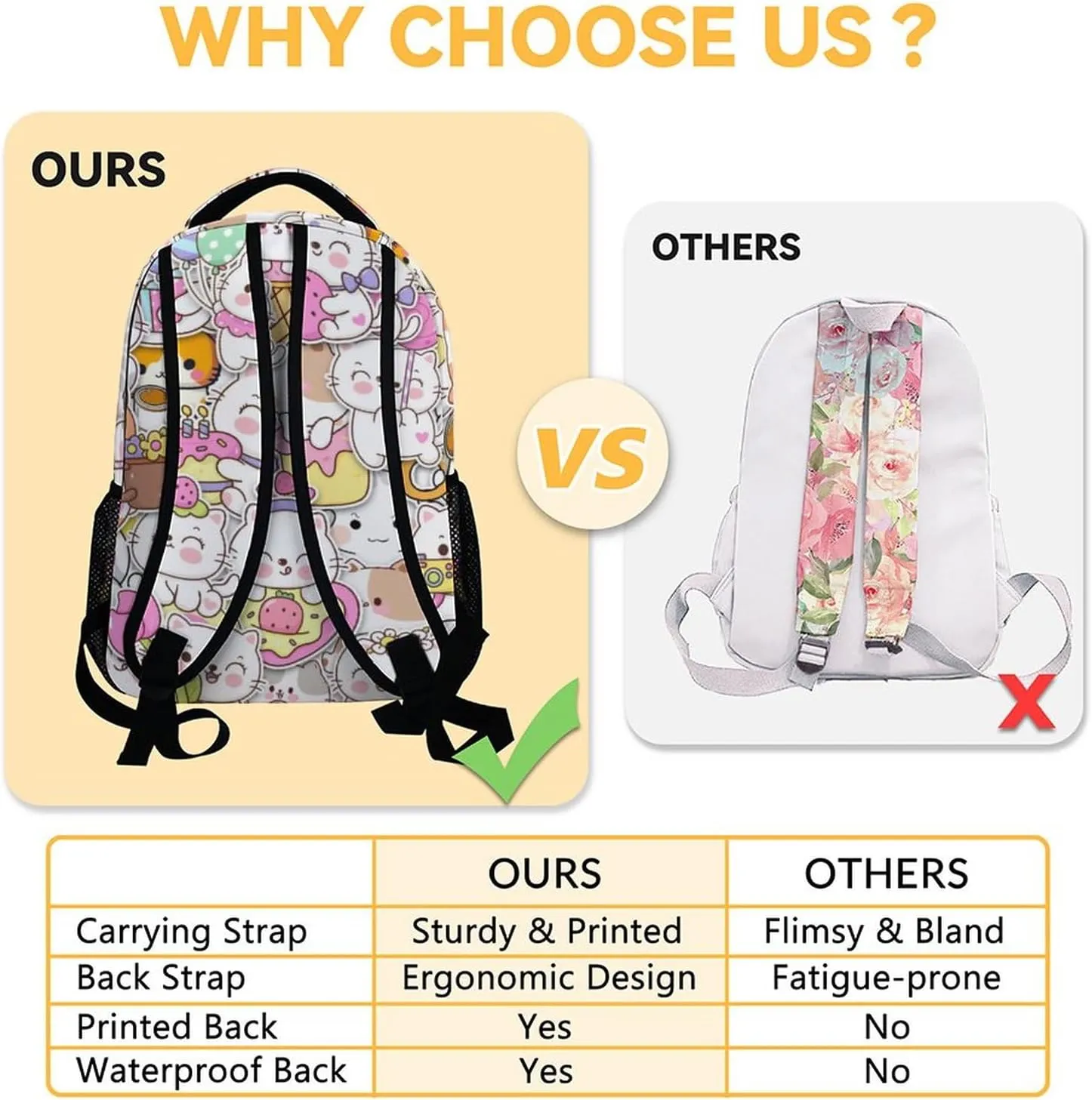 Cat Backpack for Girls Boys, 16 Inch Colorful Backpacks for School, Cute Lightweight Durable Bookbag for Kids