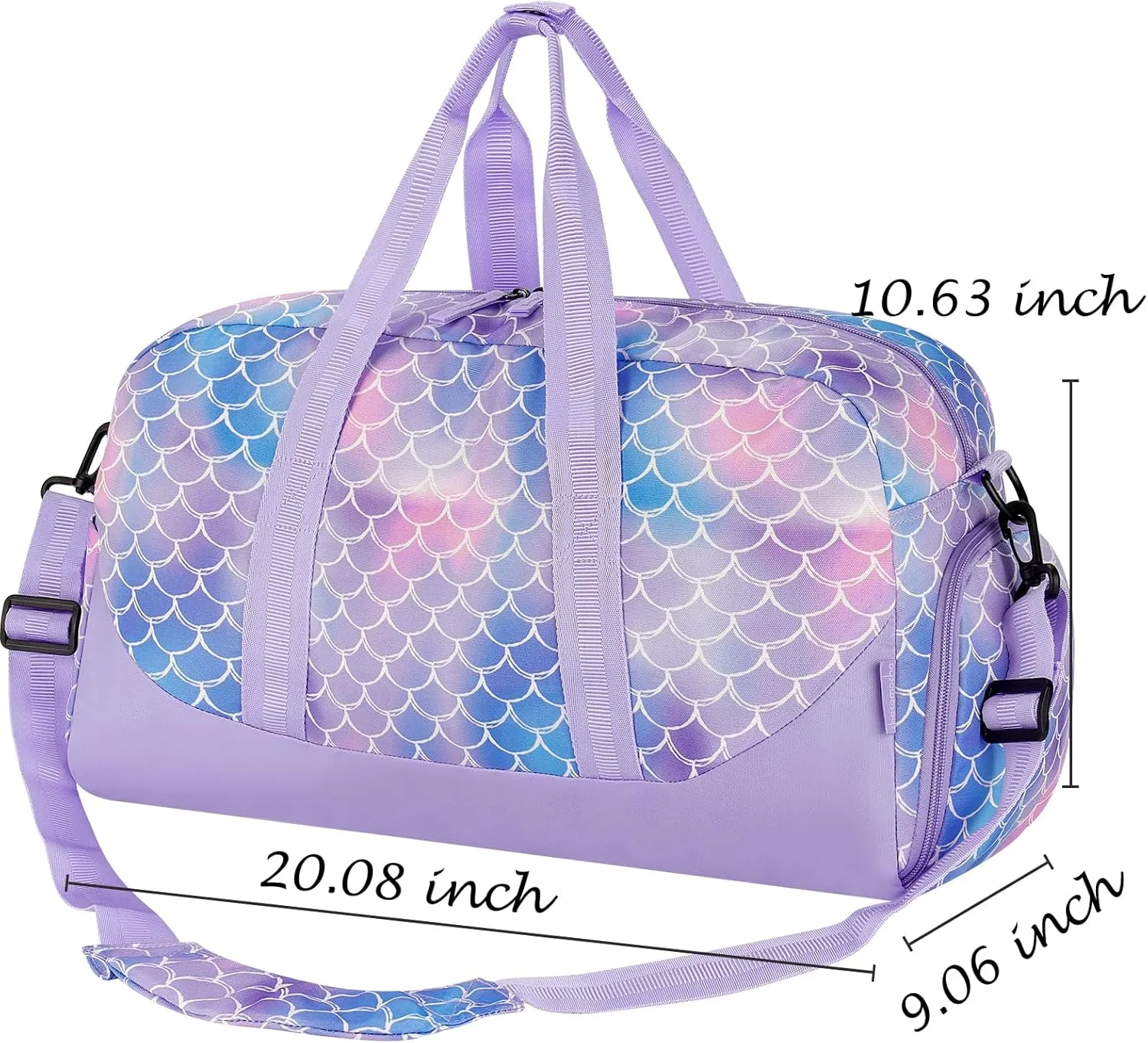 Choco Mocha Kids Duffle Bag Girls - Scale Weekender Overnight Bags for Girl Ages 9-12, Purple