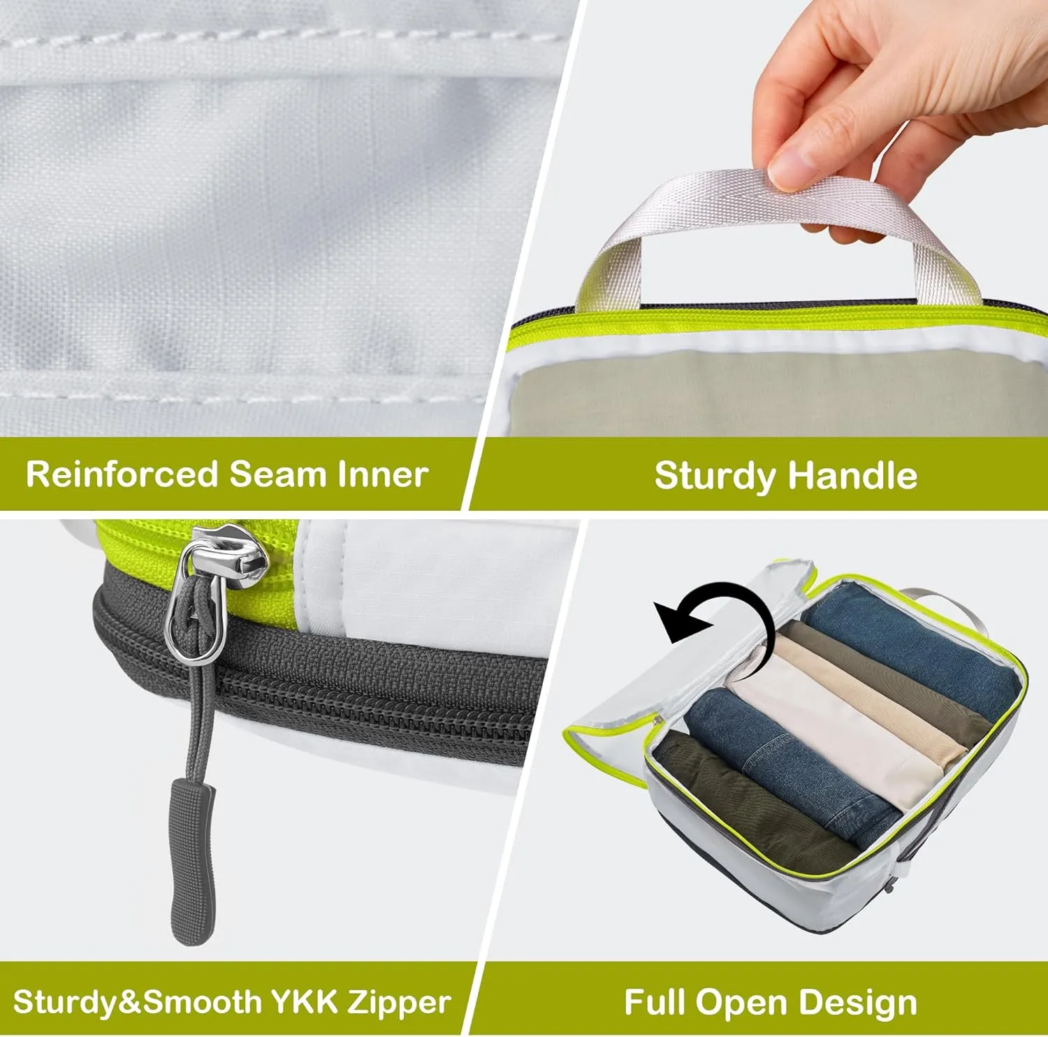 Cipway Compression Packing Cubes, See Through Mesh Luggage Organizer Bags, Travel Essentials for Carry on Suitcase with Laundry Bag and Clear Toiletries Bag（6 Pcs,White）