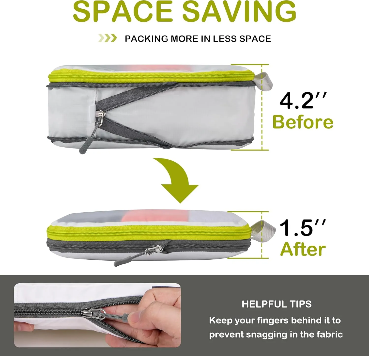 Cipway Compression Packing Cubes, See Through Mesh Luggage Organizer Bags, Travel Essentials for Carry on Suitcase with Laundry Bag and Clear Toiletries Bag（6 Pcs,White）