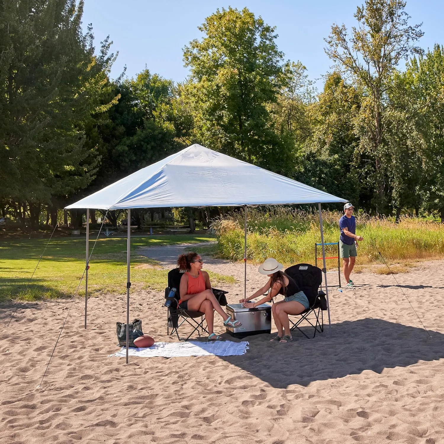 Coleman Oasis Lite Pop-Up Canopy Tent with Side Wall Attachment, 10x10ft Portable Shelter with Easy Setup & Takedown, Wheeled Carry Bag Included