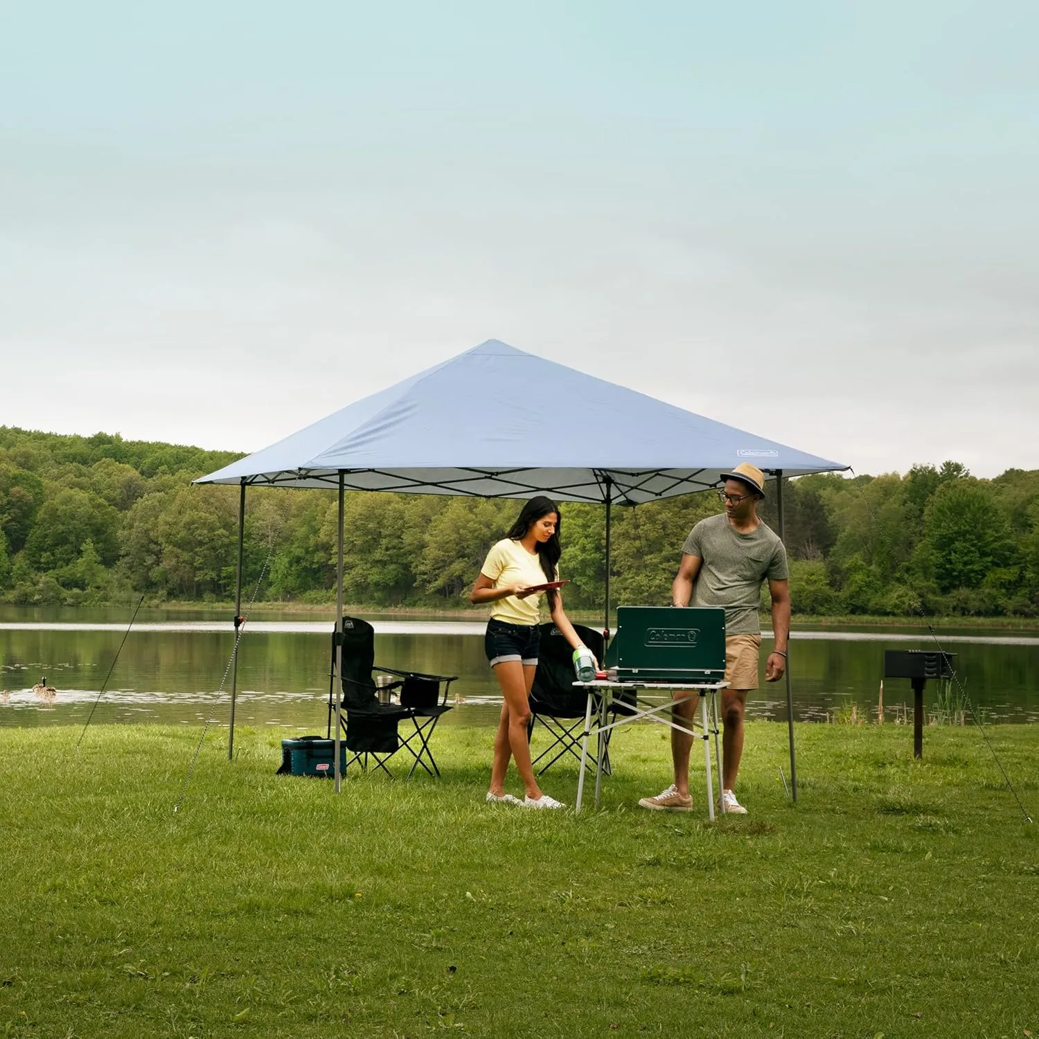 Coleman Oasis Lite Pop-Up Canopy Tent with Side Wall Attachment, 10x10ft Portable Shelter with Easy Setup & Takedown, Wheeled Carry Bag Included