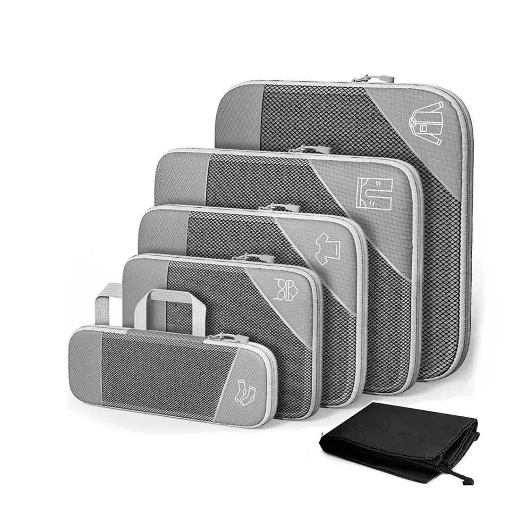 Compressed Travel Storage Organiser Package Grey (Set of 6)