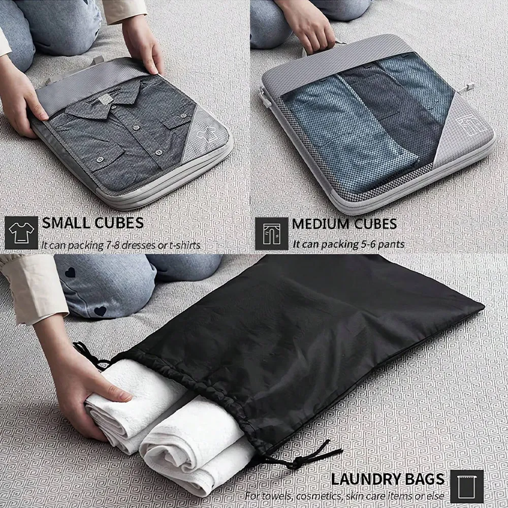 Compressed Travel Storage Organiser Package Grey (Set of 6)