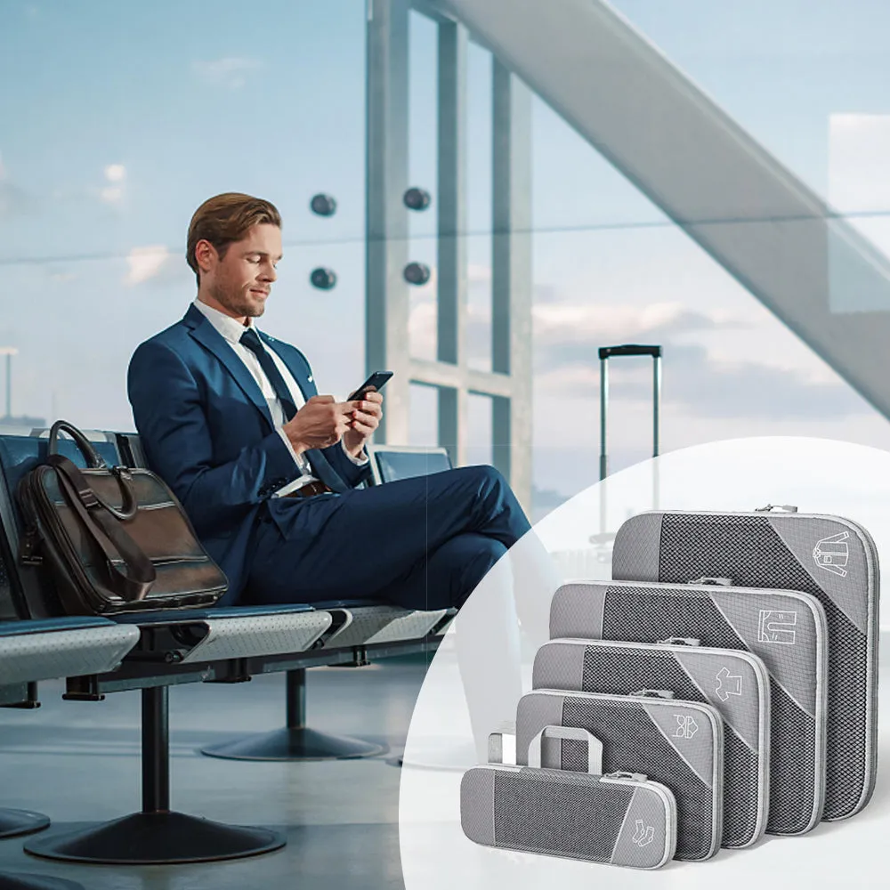 Compressed Travel Storage Organiser Package Grey (Set of 6)