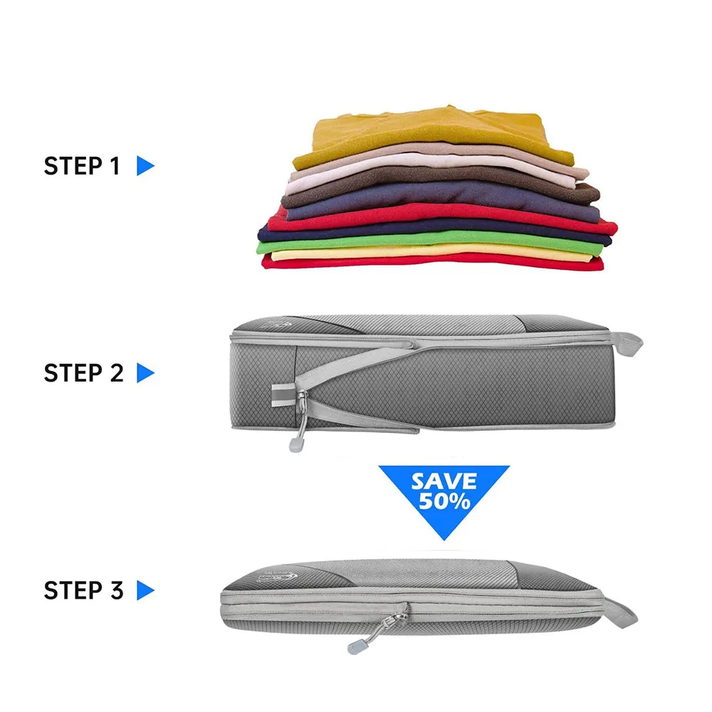 Compressed Travel Storage Organiser Package Grey (Set of 6)