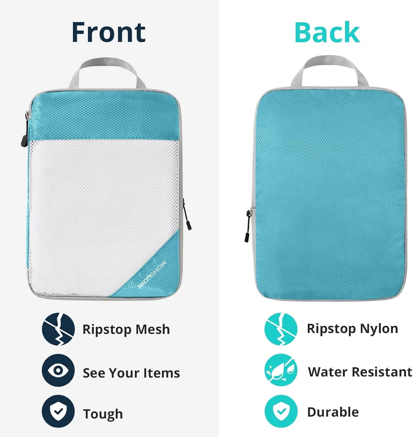 Compression Packing Cubes 6 Set, Compressible Space-Saving Packing Cubes for Travel - Compression Bags, Luggage Organizer, Travel Essentials for Women, Teal