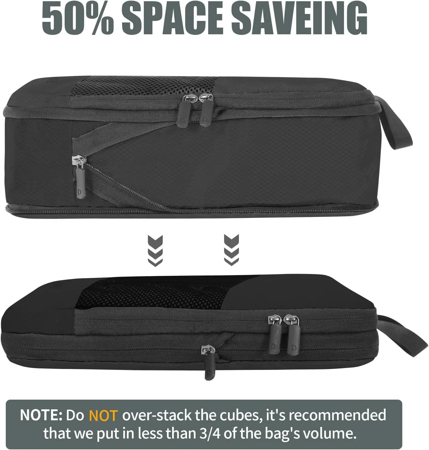 Compression Packing Cubes for Travel 6 Sets, Lightweight Vacation Travel Essentials, Travel Accessories for Suitcase Organizer Bags Set, Durable Luggage Organizer Travel Bags (black)