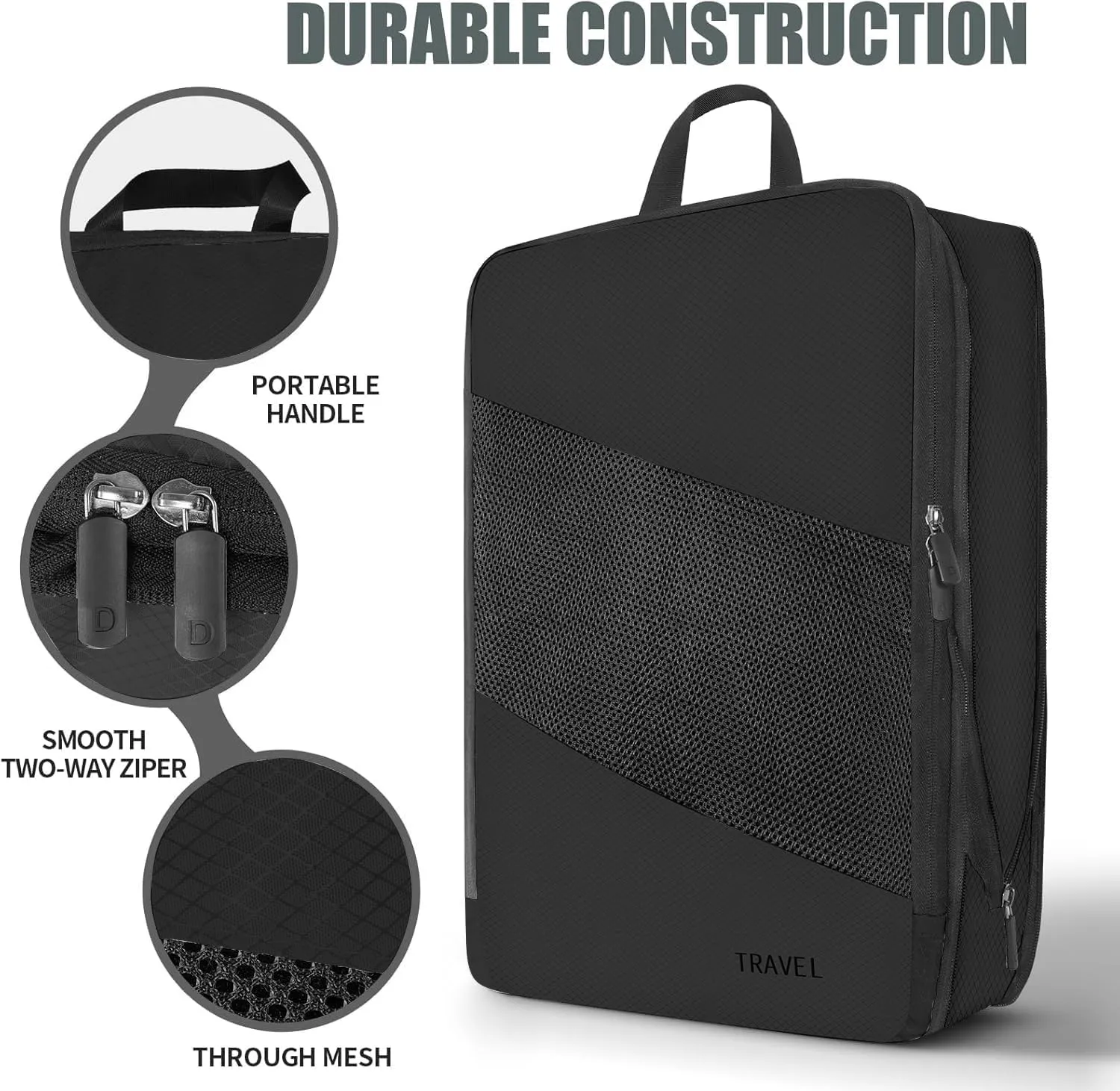 Compression Packing Cubes for Travel 6 Sets, Lightweight Vacation Travel Essentials, Travel Accessories for Suitcase Organizer Bags Set, Durable Luggage Organizer Travel Bags (black)