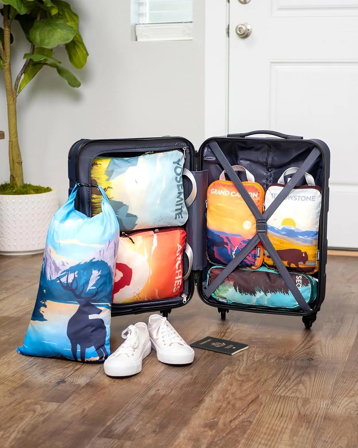 Compression Packing Cubes for Travel - Luggage and Backpack Organizer Packaging Cubes for Clothes by TRIPPED Travel Gear