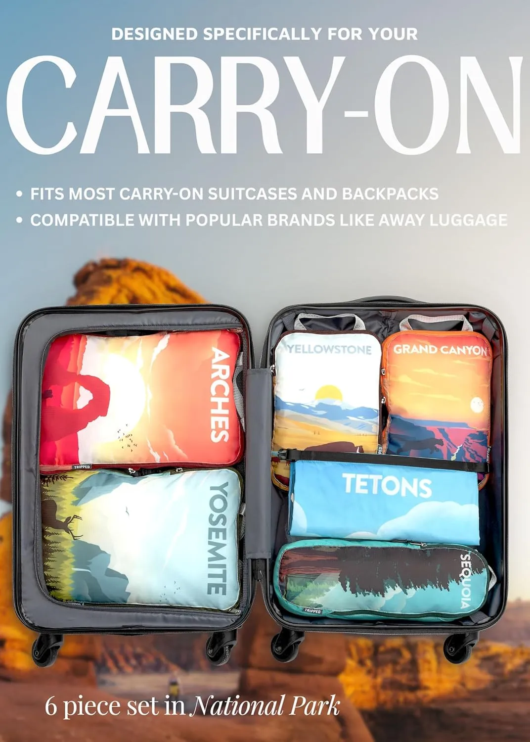 Compression Packing Cubes for Travel - Luggage and Backpack Organizer Packaging Cubes for Clothes by TRIPPED Travel Gear