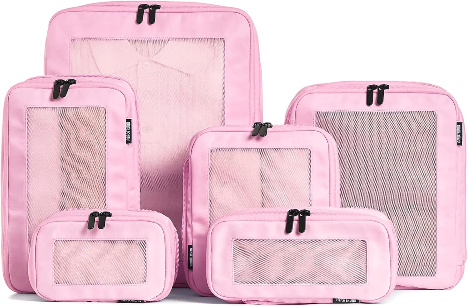 Compression Packing Cubes for Travel - Luggage Organizer Bags - Double Zipper Packing Cubes for Suitcases (6-Pack, Pink)